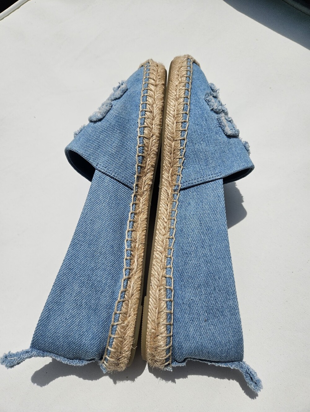 Tory Burch Denim Blue Embroidered Double T Logo Espadrilles Size 9 - Picture 4 of 11